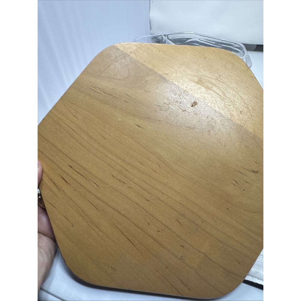 Longaberger 1997 Hexagonal 10" Generations Basket Wood Lid Plastic Protector Set - Picture 6 of 7